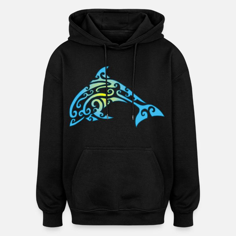 Dauphin de Polynésie - Sweat à capuche oversize unisexe - noir