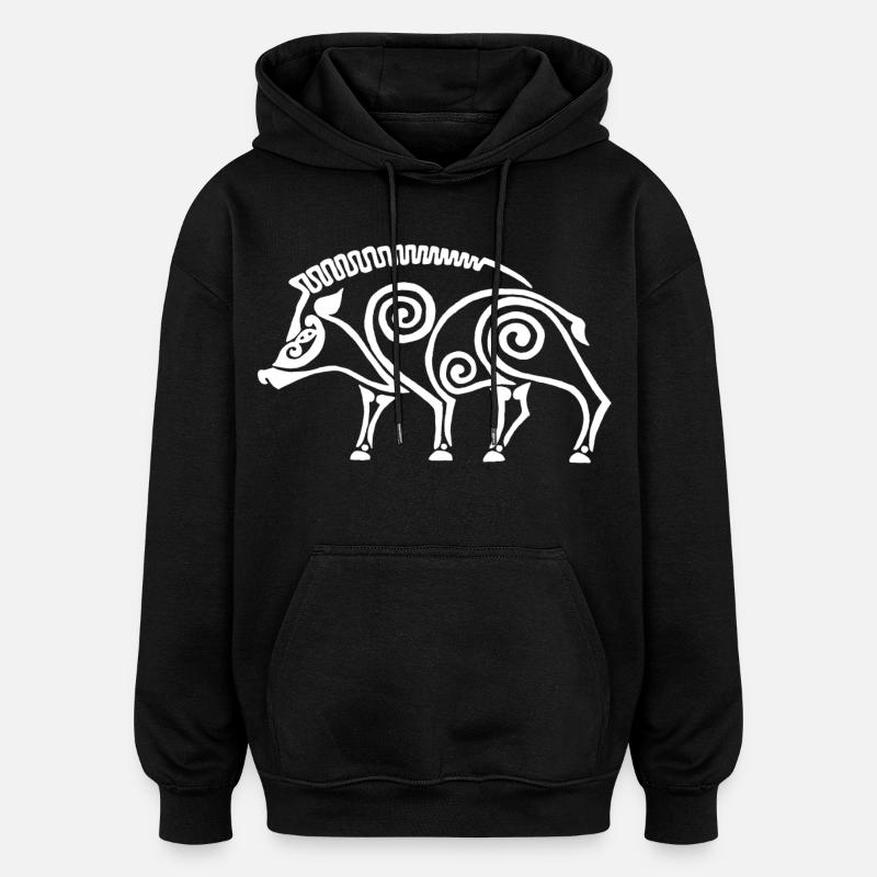 weißer keltischer Eber - Oversized Unisex Hoodie - Schwarz