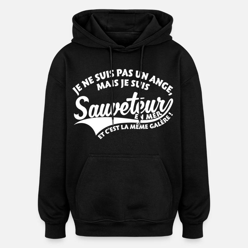 Ange Sauveteur en mer - Sweat à capuche oversize unisexe - noir