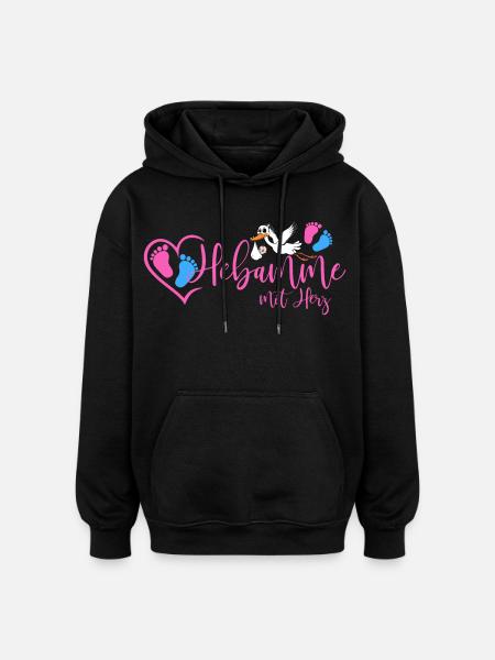 Hebamme mit Herz  - Oversized Unisex Hoodie - Schwarz