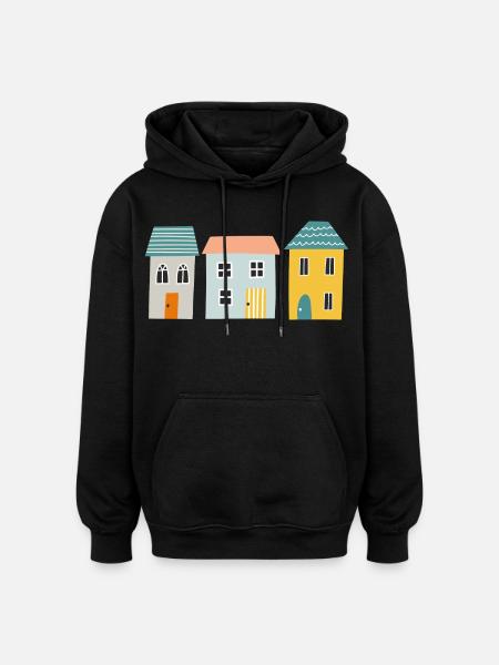 Maisons - Sweat à capuche oversize unisexe - noir