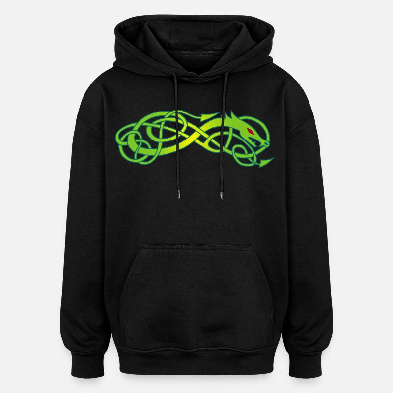 Serpent celte vert - Sweat à capuche oversize unisexe - noir