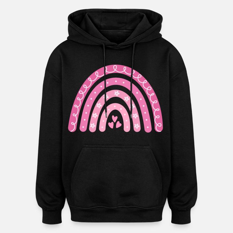 Boho Arc-en-ciel Rose Grande Soeur - Sweat à capuche oversize unisexe - noir