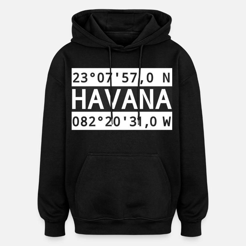 Coordonnées de La Havane - Sweat à capuche oversize unisexe - noir