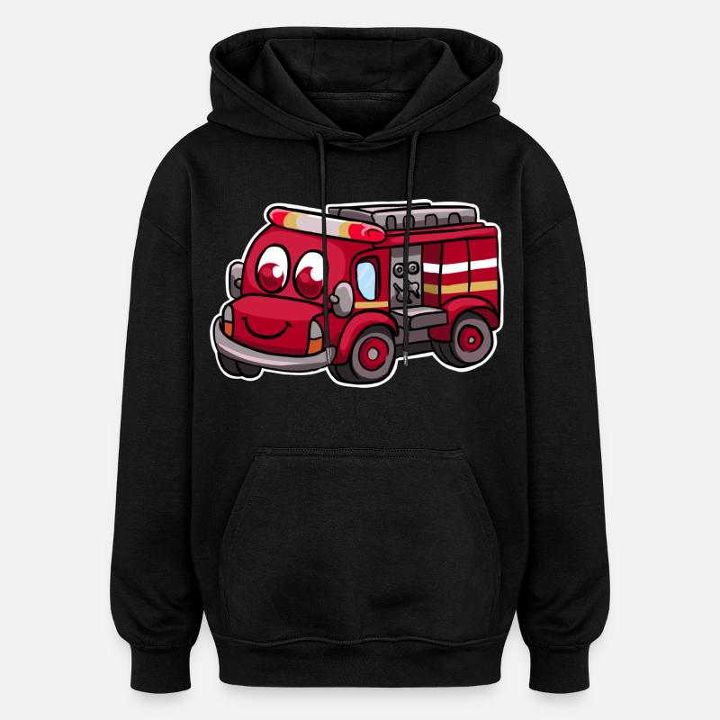 Camions de pompiers - Sweat à capuche oversize unisexe - noir