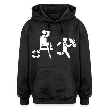 Maître nageur - Sweat à capuche oversize unisexe - charbon - Devant - Noah (186cm)