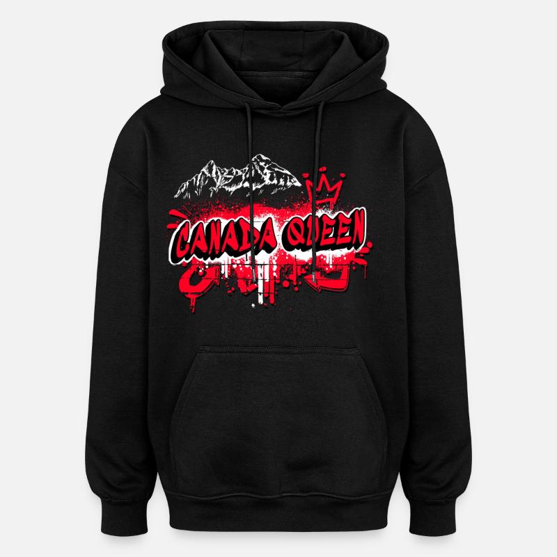 Canada Queen Drapeaux Graffiti Design - Sweat à capuche oversize unisexe - noir