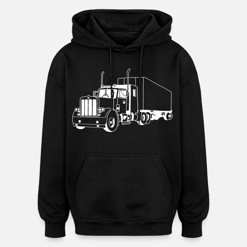 camion américain blanc - Sweat à capuche oversize unisexe - noir