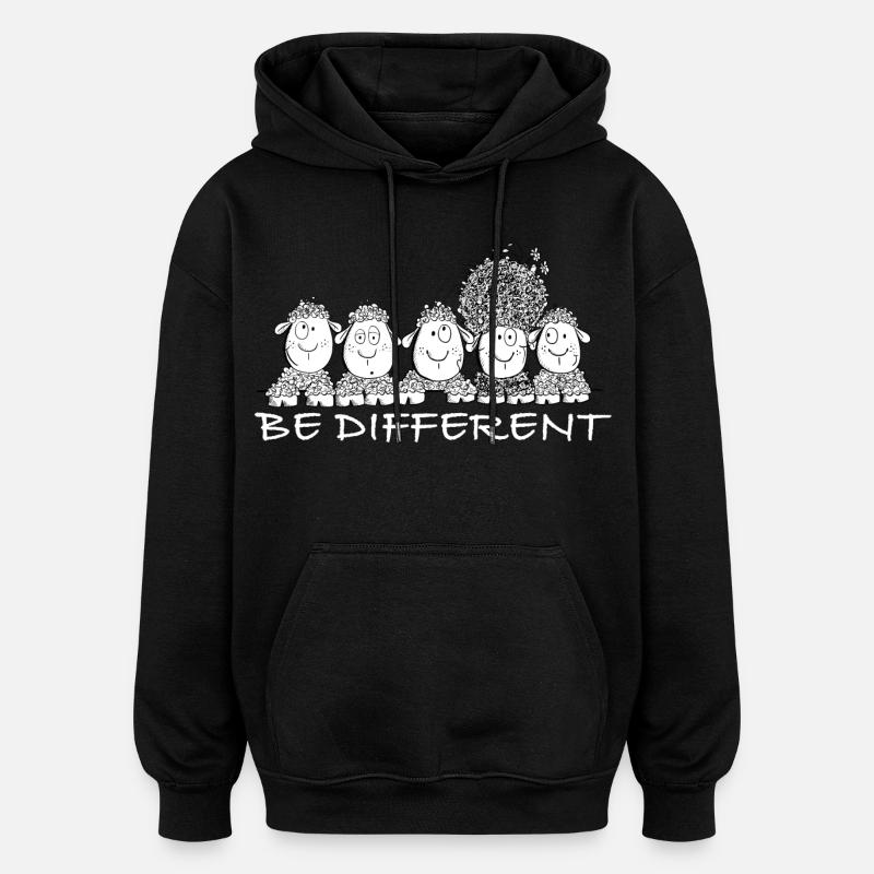 Be Different Sheep with Saying - Oversized Unisex Hoodie - black