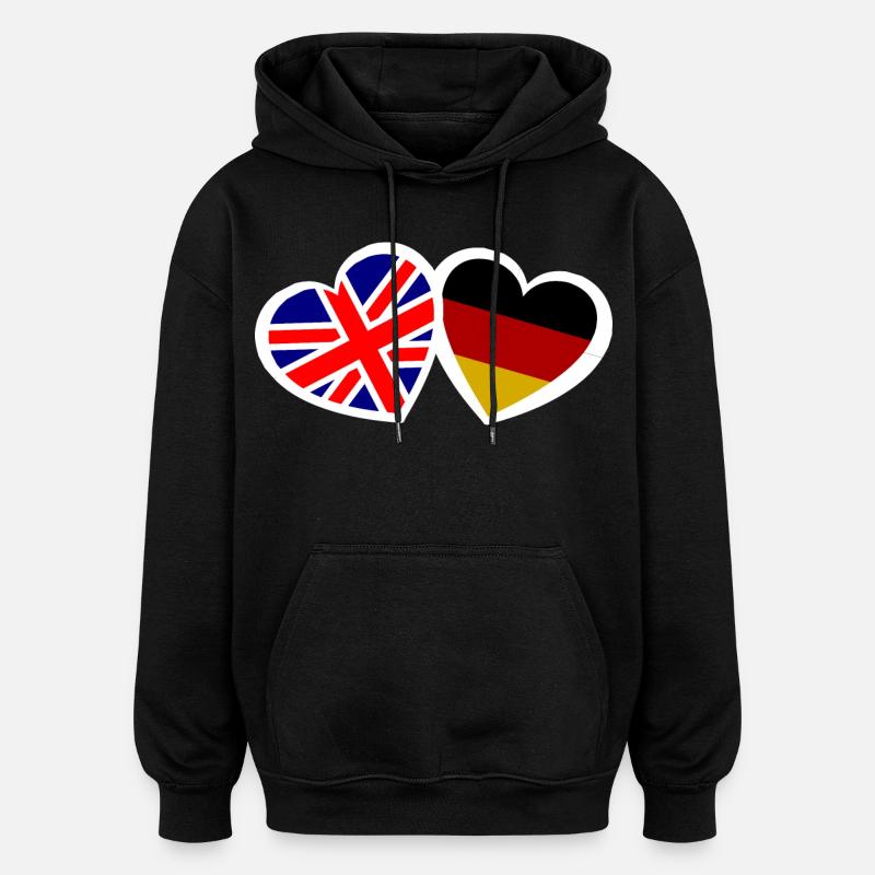L’Angleterre et l’Allemagne aiment - Sweat à capuche oversize unisexe - noir