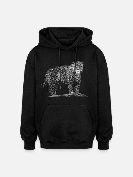 Leopard - Oversized Unisex Hoodie - black