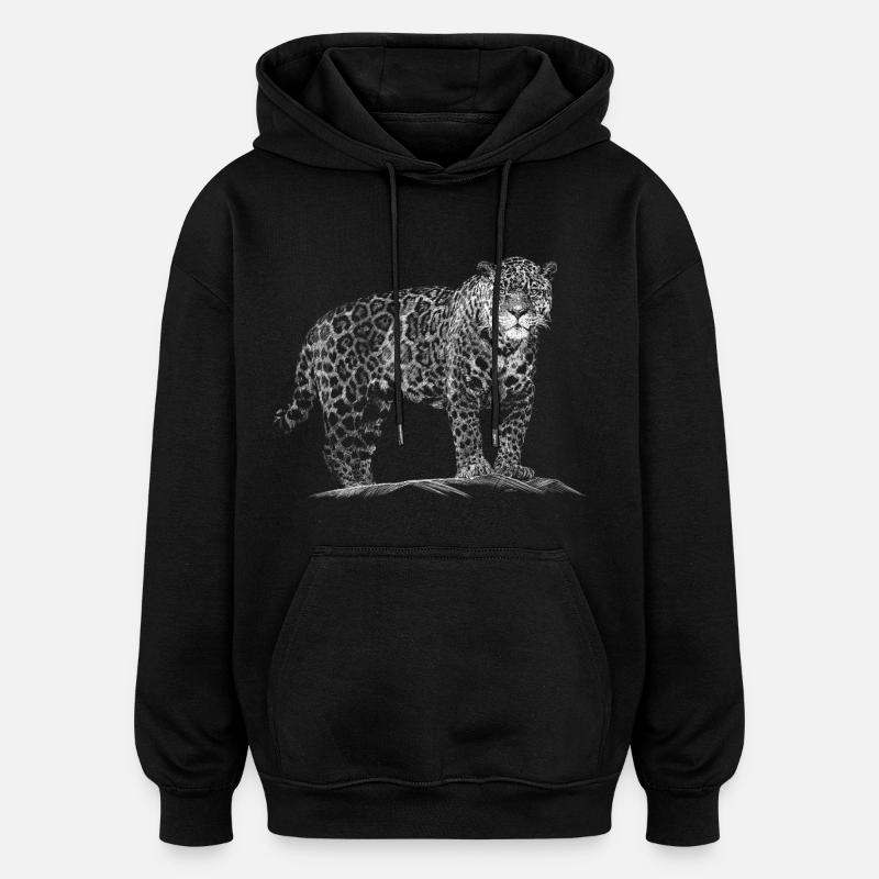 Leopard - Oversized Unisex Hoodie - black