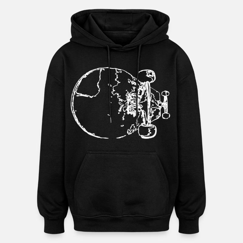 Croquis de skateboard - Sweat à capuche oversize unisexe - noir