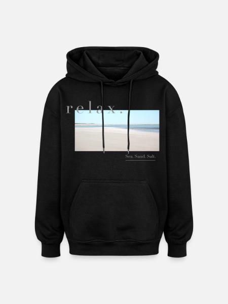 Relax – Sea Sand Salt - Oversized Unisex Hoodie - Schwarz