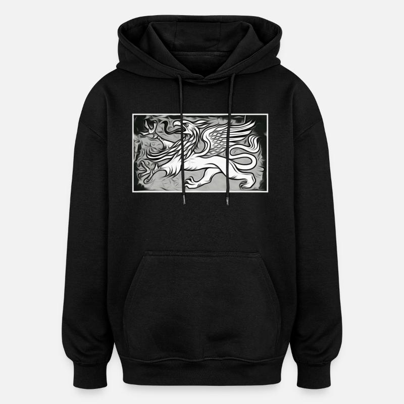 A griffin in grey - Oversized Unisex Hoodie - black