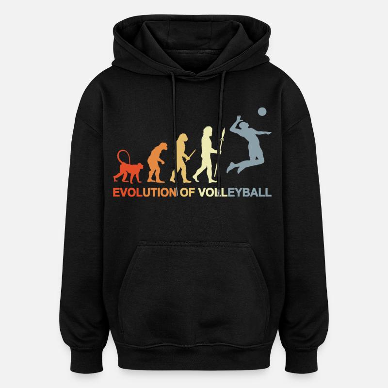 Évolution d’un joueur de volley-ball - Sweat à capuche oversize unisexe - noir