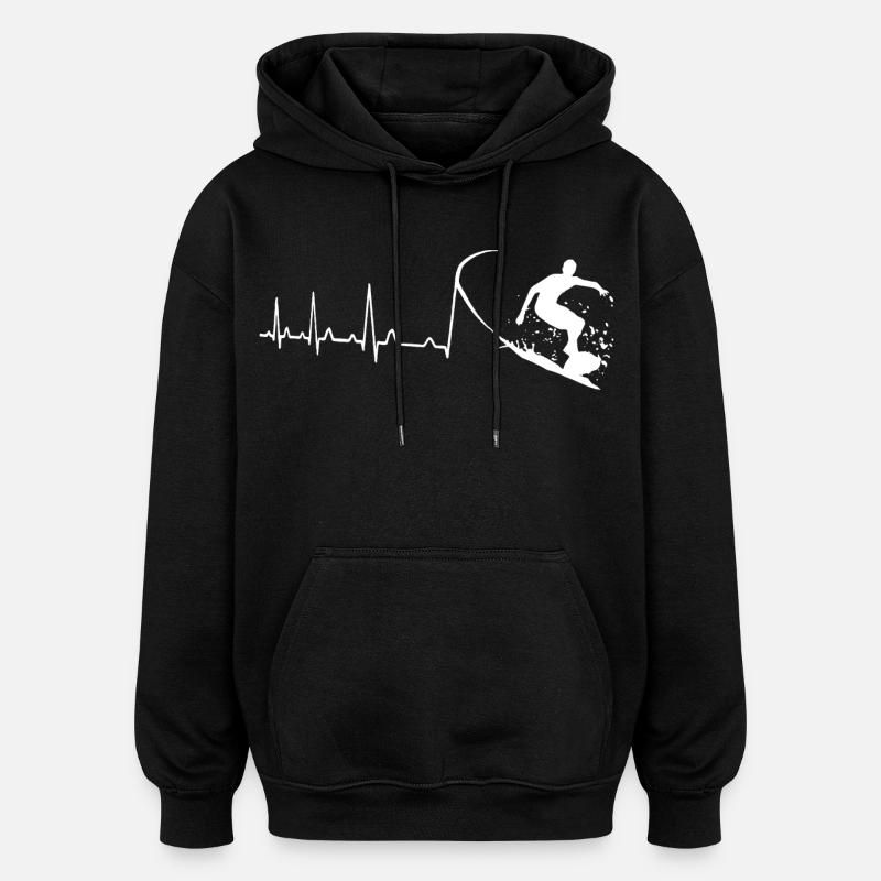 Battement de cœur du surfeur - Sweat à capuche oversize unisexe - noir