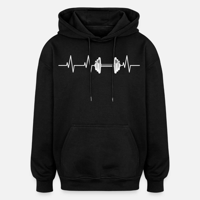 Fitness Heartbeat - Sweat à capuche oversize unisexe - noir
