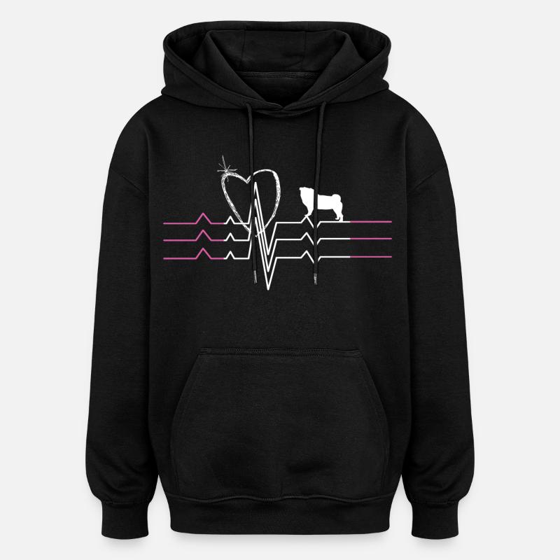 Mops Liebe - Oversized Unisex Hoodie - Schwarz