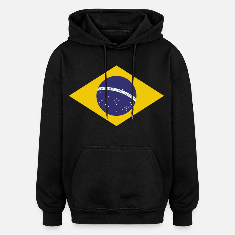 Drapeau de Brasilia - Sweat à capuche oversize unisexe - noir