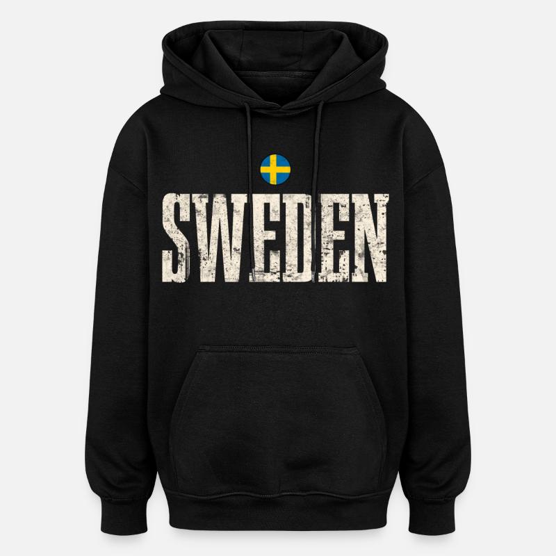 Suède - Sweat à capuche oversize unisexe - noir