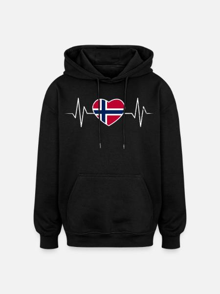 Norvège Heartbeat - Sweat à capuche oversize unisexe - noir