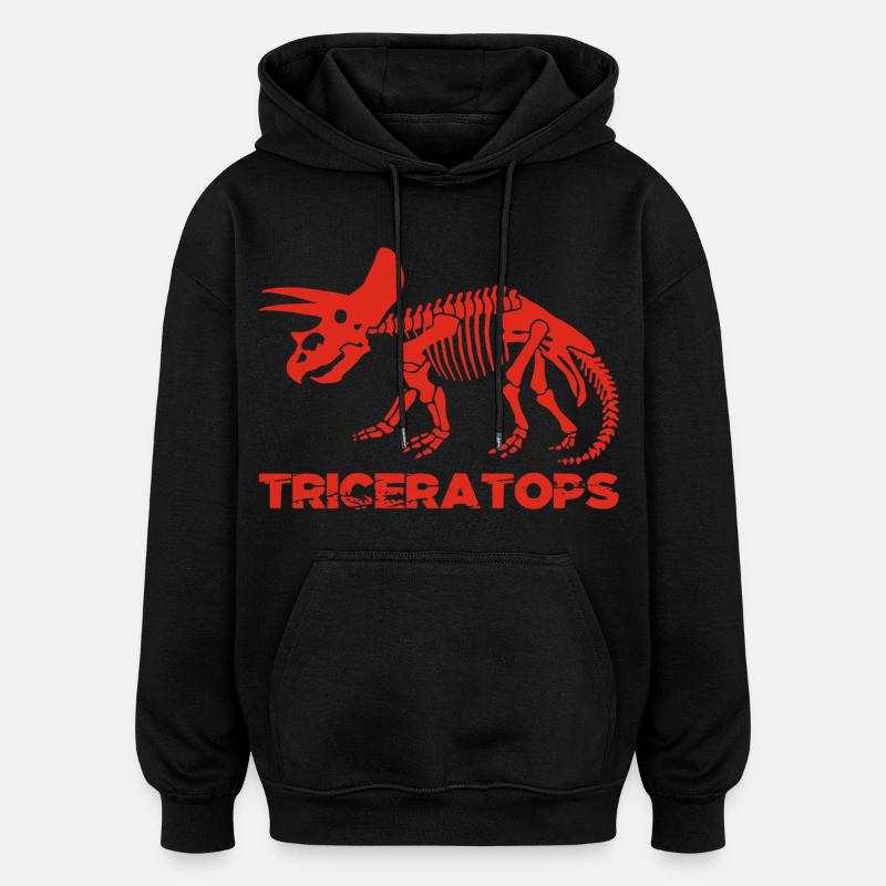 Squelette de tricératops rouge - Sweat à capuche oversize unisexe - noir