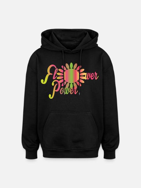 Flowers Power - Oversized Unisex Hoodie - black
