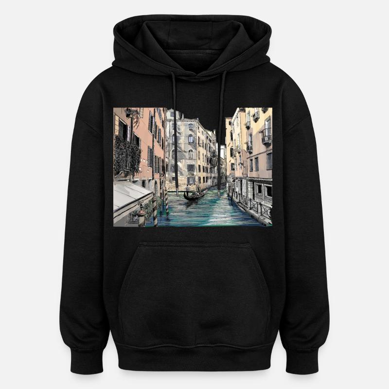 Venise - Sweat à capuche oversize unisexe - noir
