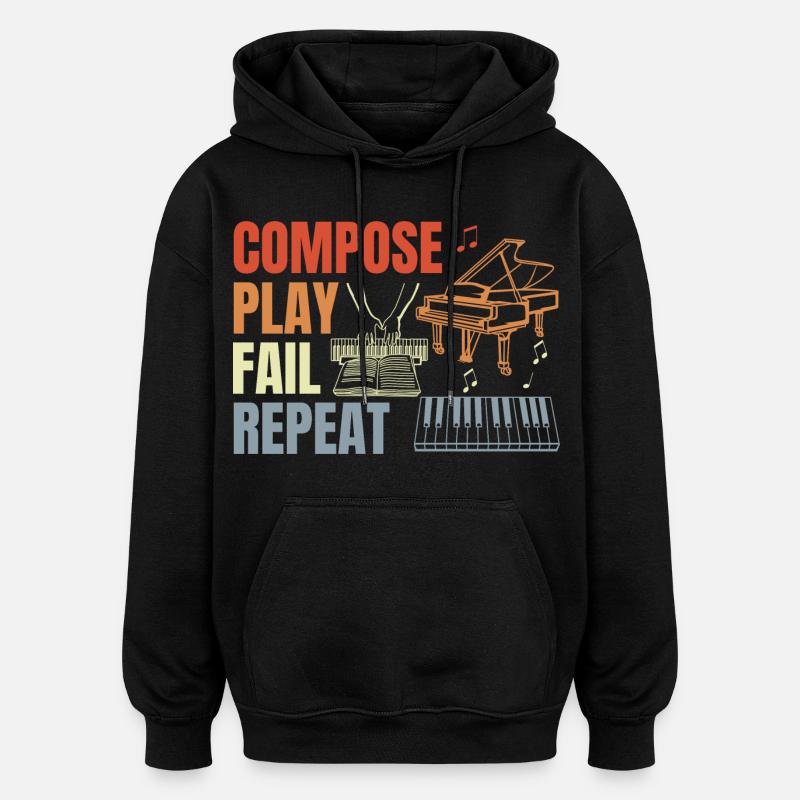 Piano Player Routine - Oversized Unisex Hoodie - black