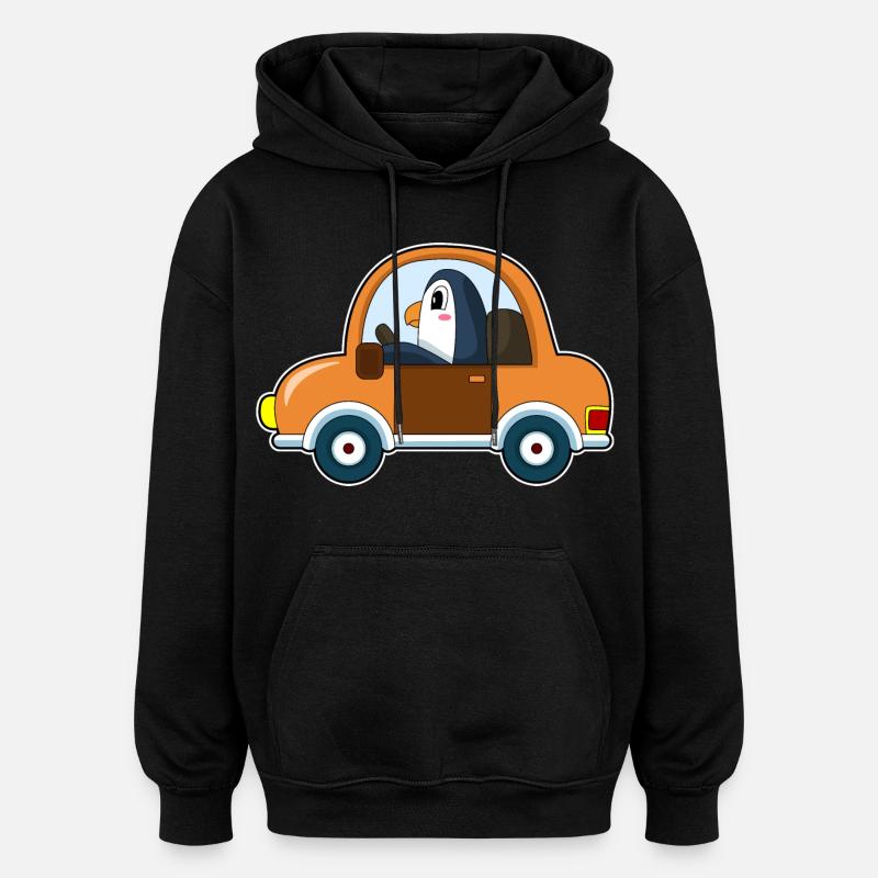 Pinguin Auto - Oversized Unisex Hoodie - Schwarz