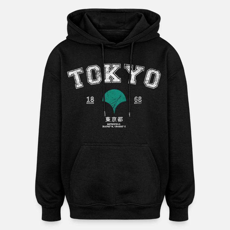 Tokyo City Japon - Sweat à capuche oversize unisexe - noir