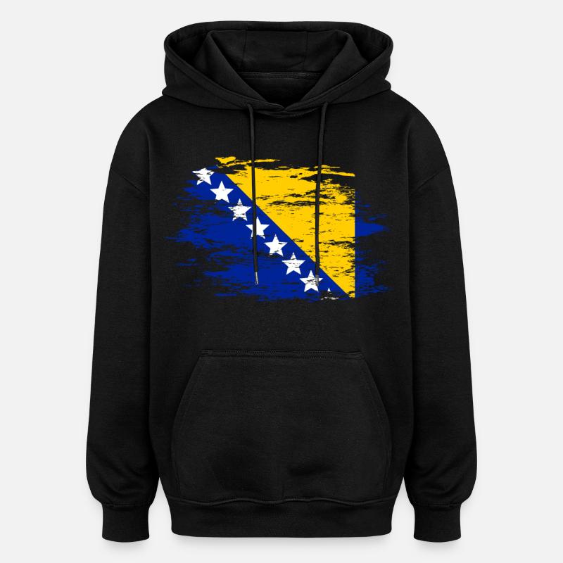 Drapeau bosnien utilisé - Sweat à capuche oversize unisexe - noir