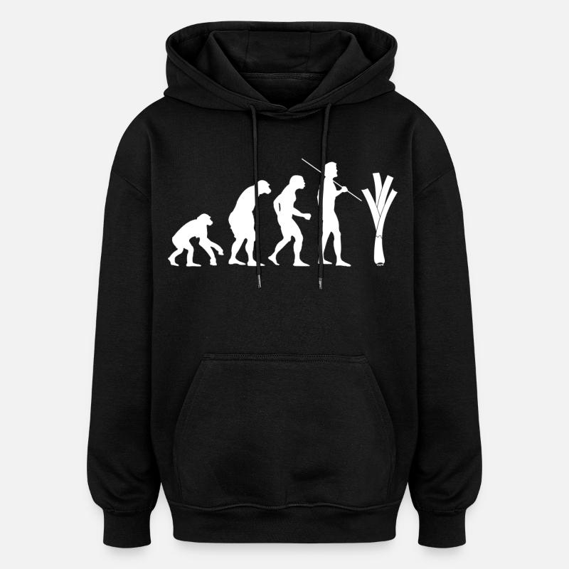 évolution du poireau (blanc) - Sweat à capuche oversize unisexe - noir