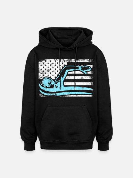 Patriotic swimmer - Oversized Unisex Hoodie - black
