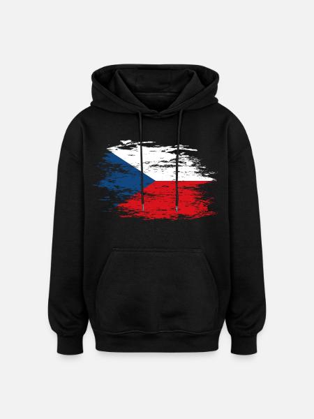 Czech Republic flag used - Oversized Unisex Hoodie - black