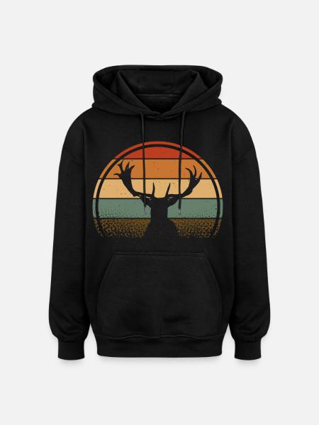 Cerf - Sweat à capuche oversize unisexe - noir