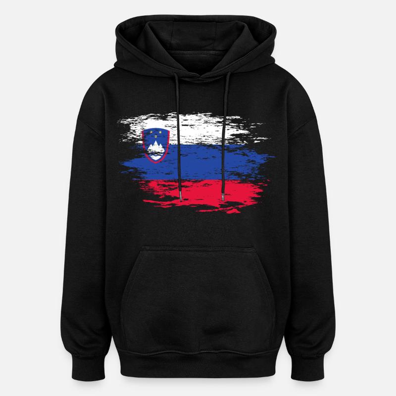 Drapeau de la Slovénie utilisé - Sweat à capuche oversize unisexe - noir