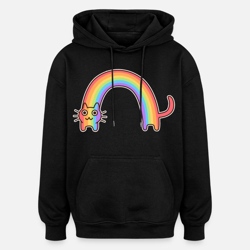 Regenbogenkatze. Buntes Design der Katze * - Oversized Unisex Hoodie - Schwarz