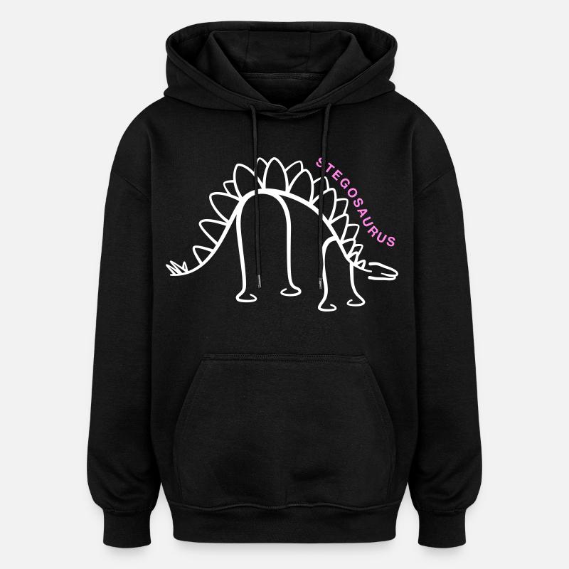 Dinosaure Stegosaurus Dino Line Graphique - Sweat à capuche oversize unisexe - noir