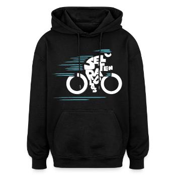 Ich bin selten radlos! Typo Fahrrad, modern - Oversized Unisex Hoodie - Schwarz - Vorne - Noah (186cm)