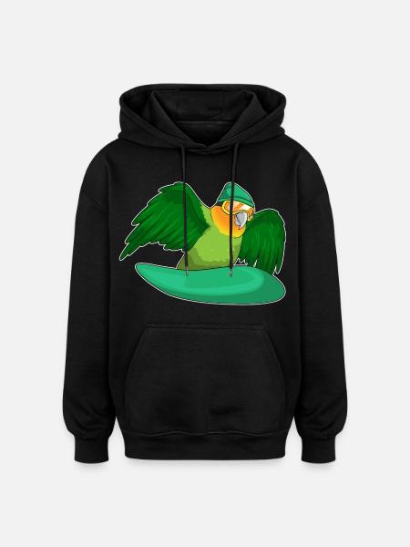 Parrot Snowboarder Snowboard - Oversized Unisex Hoodie - black