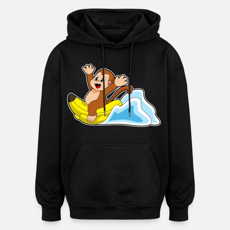 Singe Banane - Sweat à capuche oversize unisexe - noir