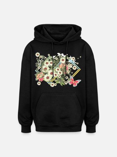 Fleurs Fleurs - Sweat à capuche oversize unisexe - noir