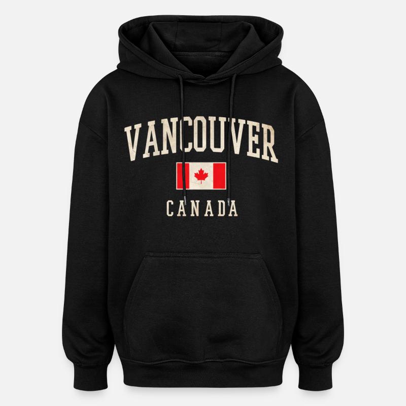 Vancouver Canada Drapeau Chemise - Sweat à capuche oversize unisexe - noir