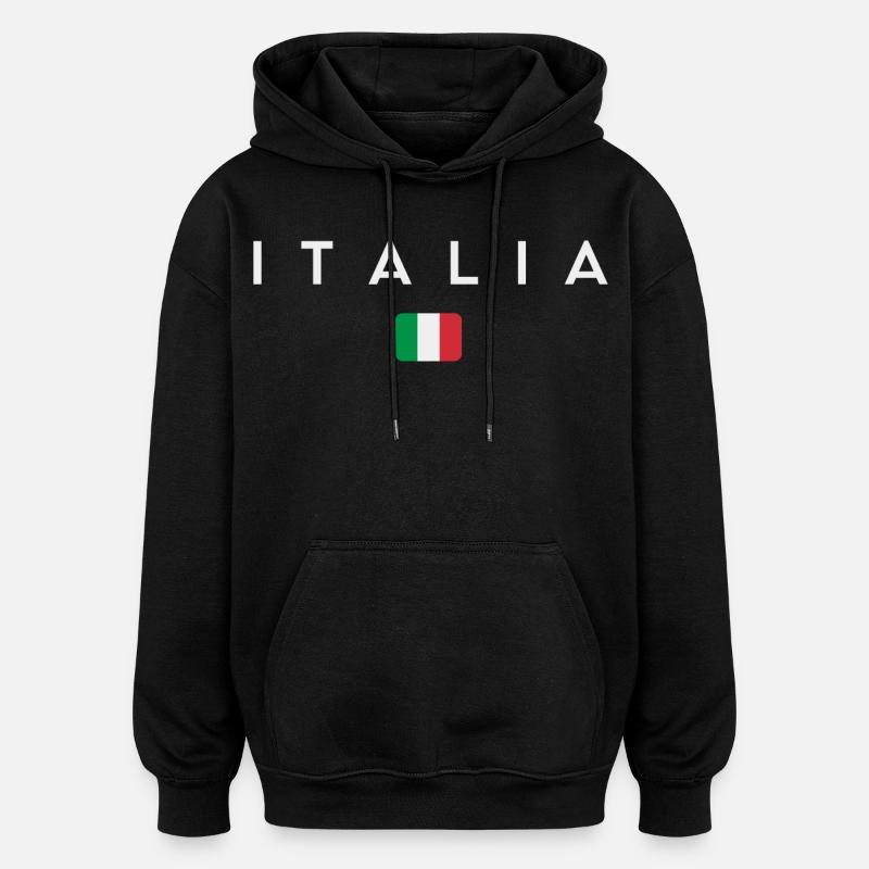 Drapeau de l’Italie, fierté italienne - Sweat à capuche oversize unisexe - noir