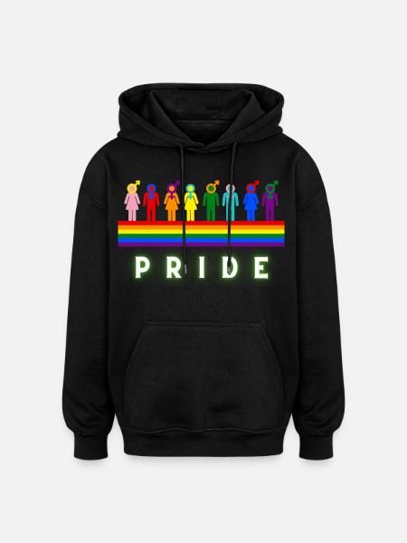 Pride Rainbow LGBTQ Diversity Design - Oversized Unisex Hoodie - black