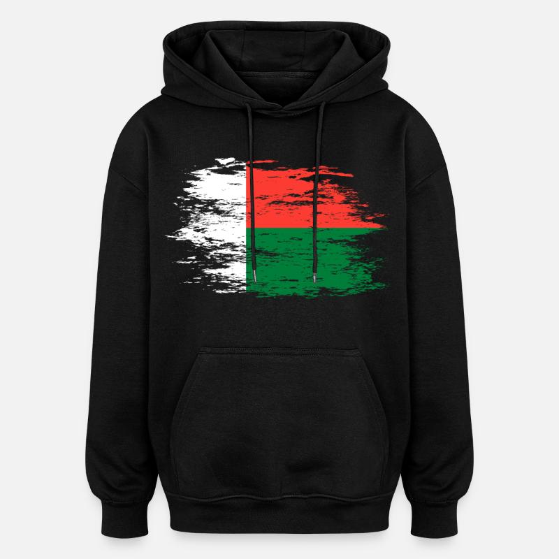 Drapeau de Madagascar utilisé - Sweat à capuche oversize unisexe - noir