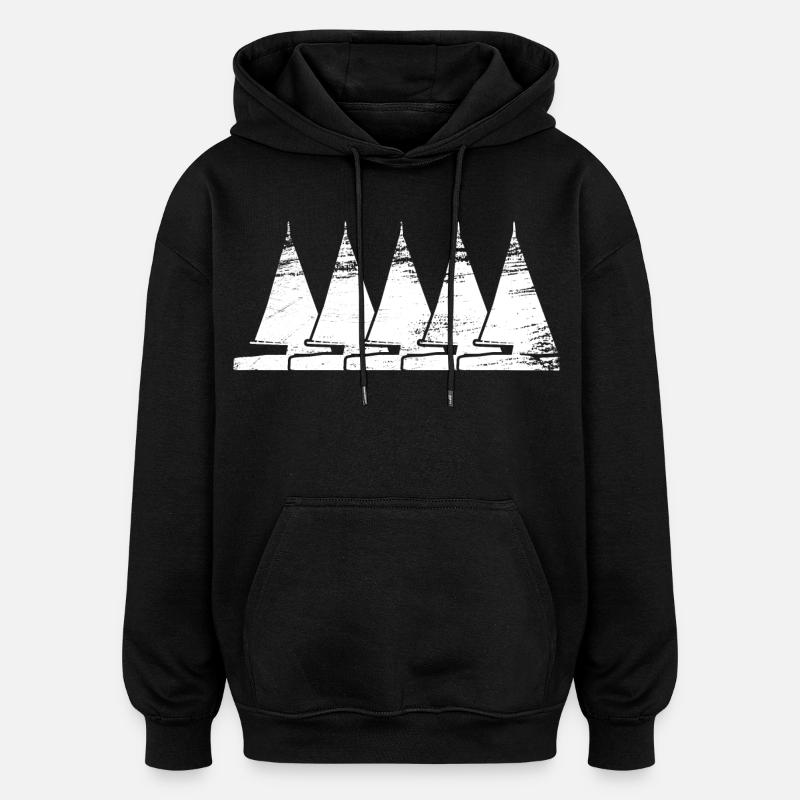 Dessin de voilier - Sweat à capuche oversize unisexe - noir