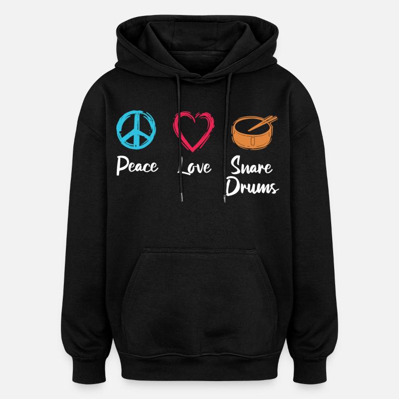 Tambour d’amour de paix - Sweat à capuche oversize unisexe - noir